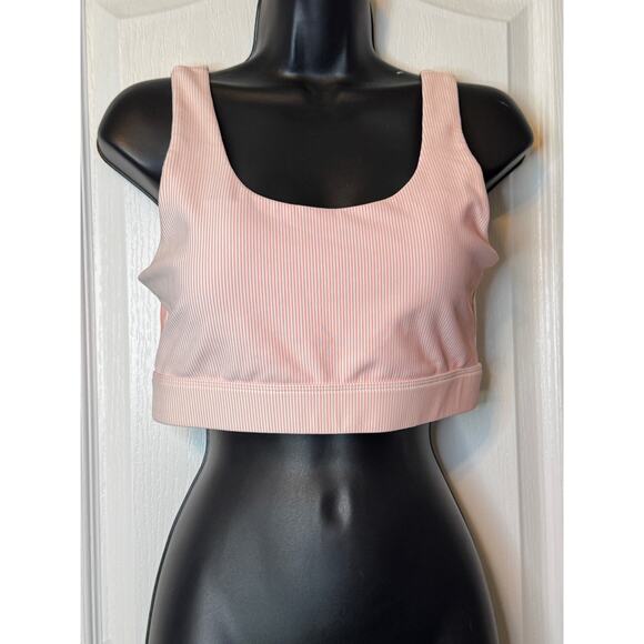 Zyia Peach Pink White Pinstripe Sports Bra-Large - Picture 1 of 9